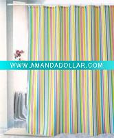printed strip line polyester shower curtain