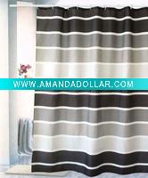 printed strip line polyester shower curtain