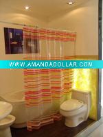red stripe pvc shower curtain