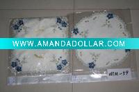 Wholesale Blue peony oval embroidery placemat for your home