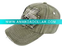 Washed cotton hat ( washed sports cap with applique embroidered logo )