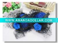 Wholesale fascinator with mini top hat and handmade flower,go with the formal dress,RYH0023-blue