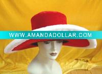 Wholesale lady's red plush holloween party hat/carnival hat/christmas hat