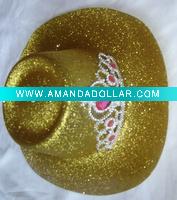 Wholesale PVC hat pvc party hat pvc gold glitter festival hat with crown