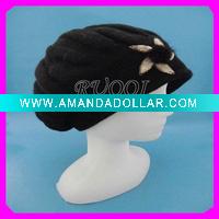 Wholesale Lady winter knitted rhinestone beret hat RQ-533