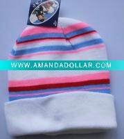 colorful stripe fold hat with bobble