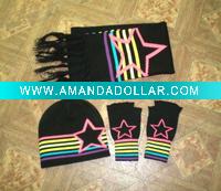 Jacquard warm hat and scarf sets