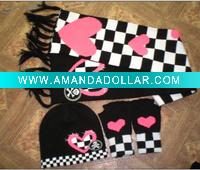 Wholesale Acrylic Fashion Jacquard Children's Winter Scarf Hat Set