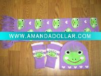 Wholesale child fashion scarf & hat set / Acrylic scarf / Jacquard scarf