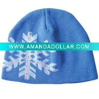 snowflake blue acrylic hat