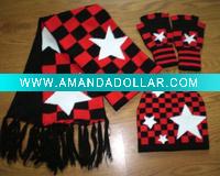 Wholesale Knitted winter scarf hat & gloves set in fashion
