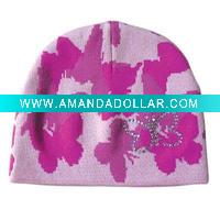 flower logo jacquard acrylic hat