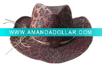 Wholesale Raffia Straw Cowboy Hat With Leopard Pattern