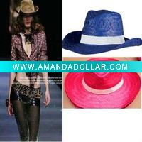 Wholesale 2011 fashion summer blue straw mexican cowboy hats