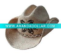 Fashion Straw Cowboy Hat With Printed Pattern