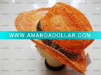 Wholesale Orange handmade paper cowboy hat