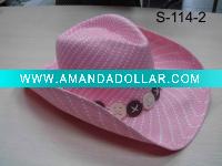 Wholesale paper straw cowboy hats with shining beads