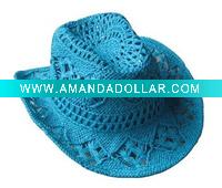 Wholesale (CCB1010B) Blue Paper Straw Cowboy Hat For Children