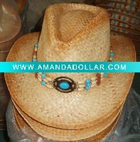 Wholesale raffia straw children cowboy hat