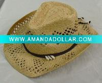 (HCB1638) Natural Straw Cowboy Hat With Shell Trim