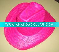 pink straw cowboy hat promotion