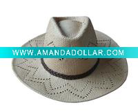 Wholesale Khaki Paper Straw Cowboy Hat for Men