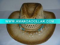 Women`s plian straw hat with shell and beads