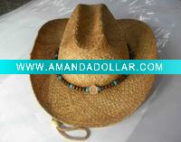 Wholesale Natural Riffia straw cowgirl hat
