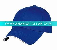 Wholesale promotional 100% cotton twill plain blue baseball sport cap with sandwiches