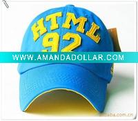 fashion blue cotton sports cap with applique