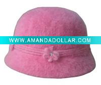 (HBK5003) Rabbit Fur Bucket Hat For Ladies