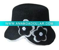 Wool Bucket Hat With Flowers For Ladies