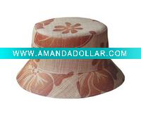 Raffia Straw Bucket Hat With Printed Pattern For Ladies