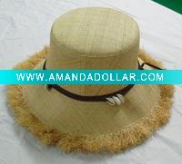 (HBK1115) Fashion Straw Bucket Hat With Beads Trim For Ladies