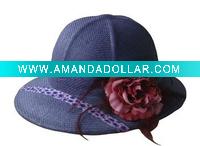 Wholesale (HBK1109A) Fashion Straw Bucket Hat With A Flower For Ladies