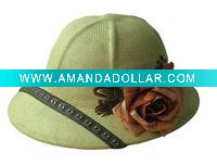 Wholesale (HBK1109B) Fashion Straw Bucket Hat With A Flower For Ladies