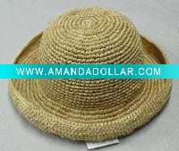 Wholesale (HBK1010A) Natural Raffia Straw Bucket Hat For Ladies