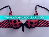 dot/stripe print bra