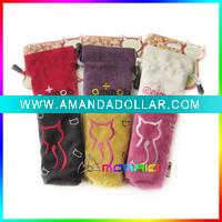 Wholesale embroidery drawstring pencil bag ,cute school pen bag