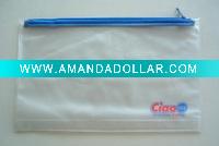 Wholesale Clear vinyl zipper bag with Blue Nylon Zip