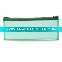 Wholesale green pvc zipper pencil bag
