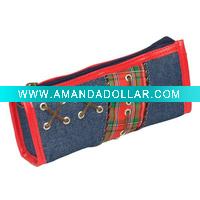 Denim school pen bag