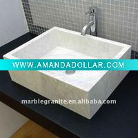 White Marble Square Bathroom Sinks