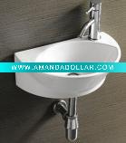 Semi-recessed bathroom basin with faucet hole with CUPC approval
