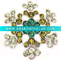 Wholesale Colored rhinestone Christmas snowflake brooch pin