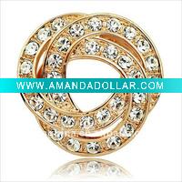 Hotsale Gold Flower Crystal scarf clip-S00440