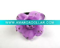 Wholesale New Ponytail Holder Silk Elastic Flower Purple