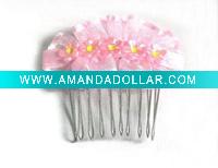 Wholesale Silk Flower Hair Comb-Pink