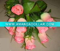 Wholesale vivid artificial silk flowers(6233),in pink colour