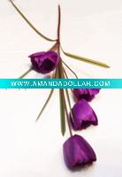Wholesale single 5 heads purple artificial tulip silk flower